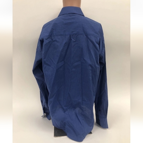 Firm $$ Saint Laurent Classic Button UpNavy Blue Cotton Poly Large-16-34-35 - Picture 6 of 6